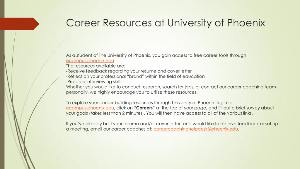 career resources at university of phoenix