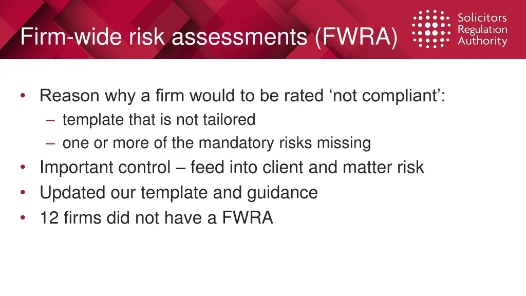 firm wide risk assessments fwra