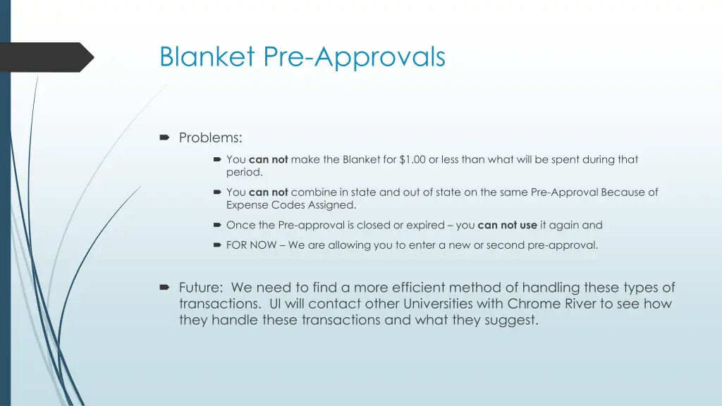 blanket pre approvals