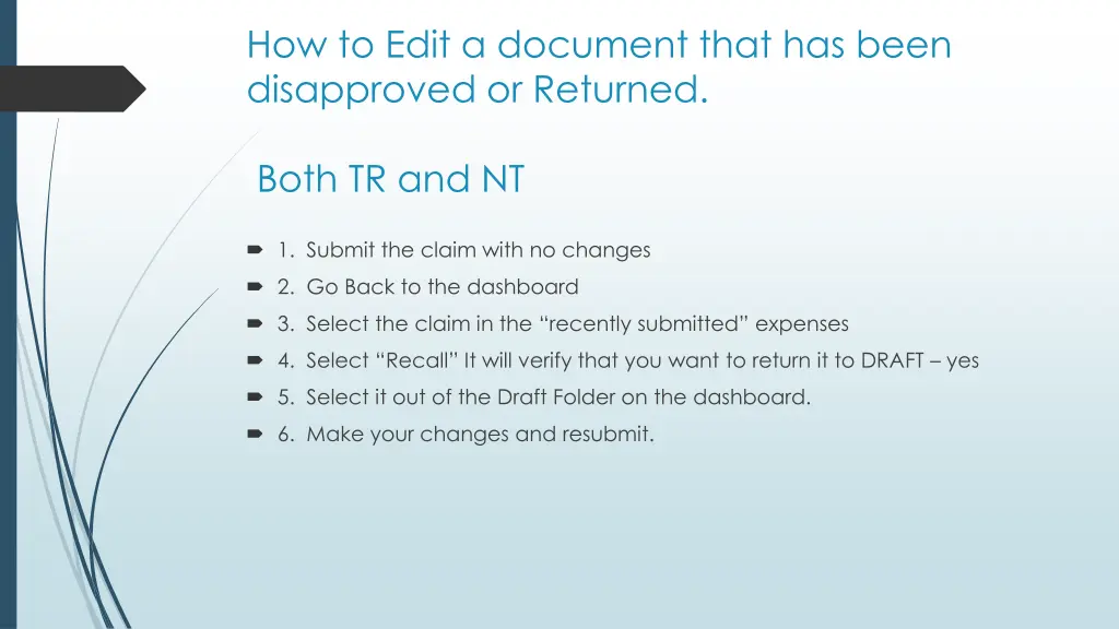how to edit a document that has been disapproved