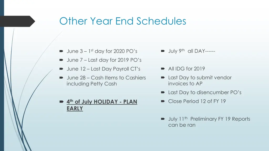 other year end schedules