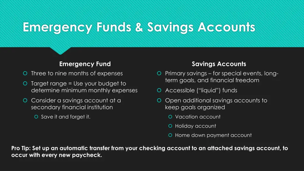 emergency funds savings accounts