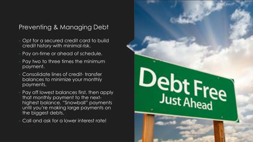 preventing managing debt