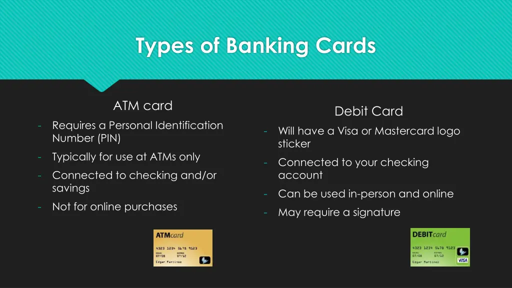 types of banking cards