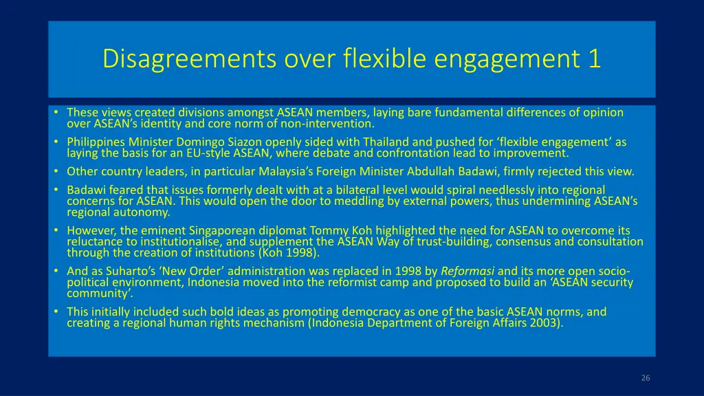 disagreements over flexible engagement 1