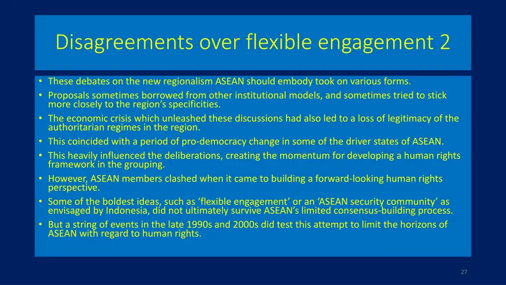 disagreements over flexible engagement 2