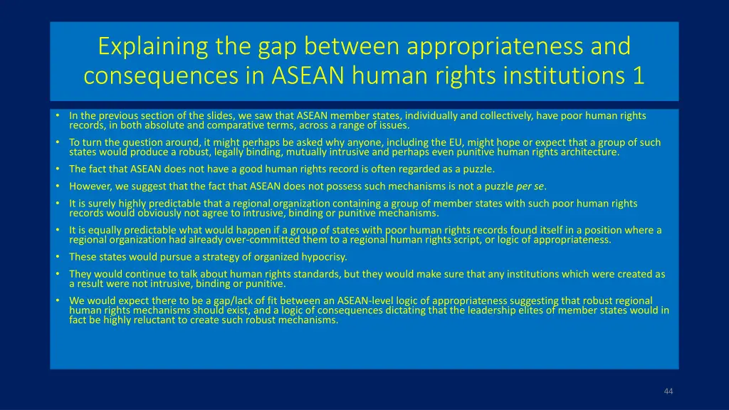explaining the gap between appropriateness