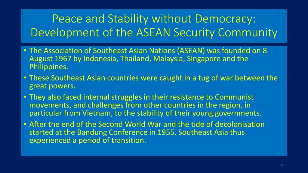 peace and stability without democracy development