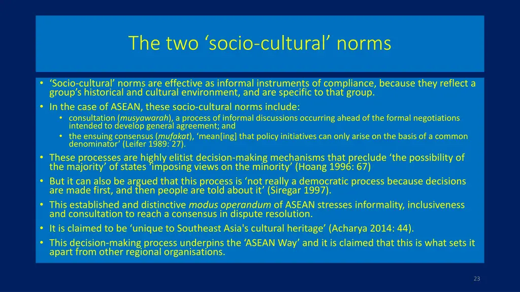 the two socio cultural norms