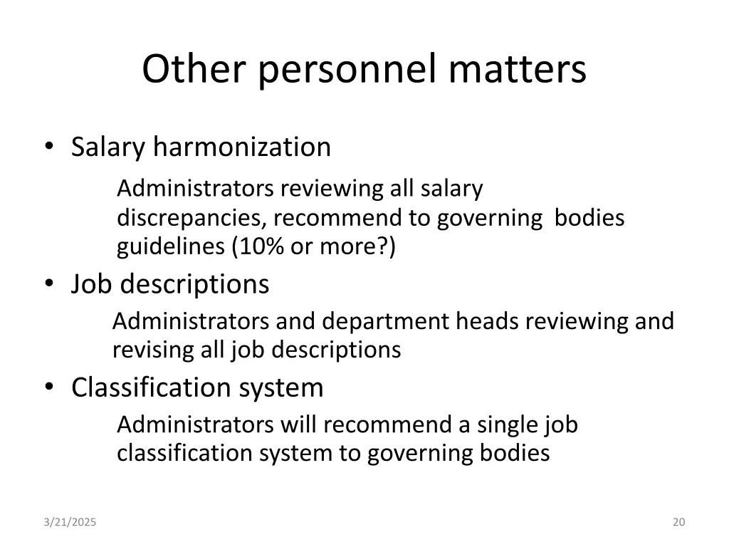 other personnel matters