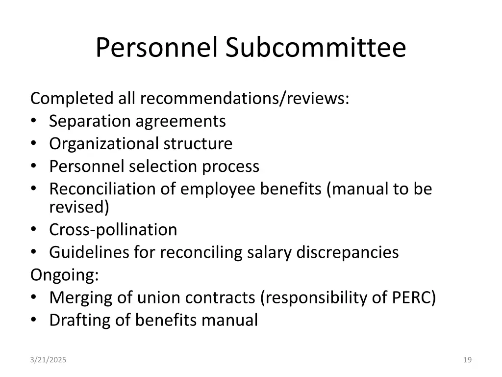 personnel subcommittee