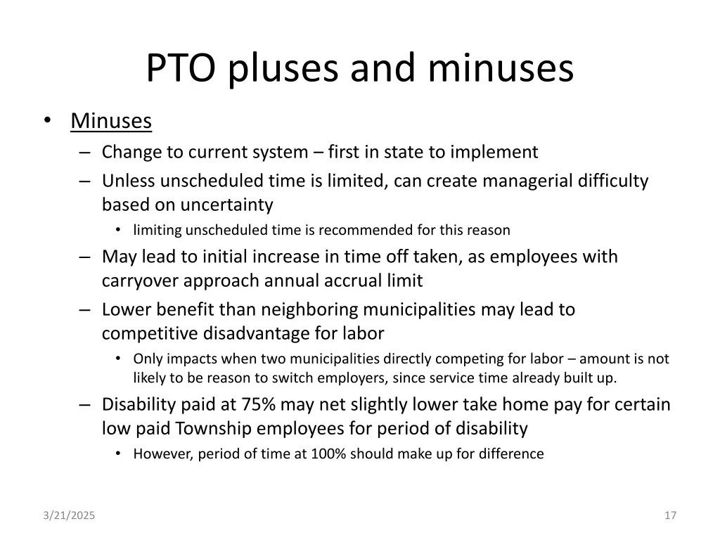 pto pluses and minuses 1