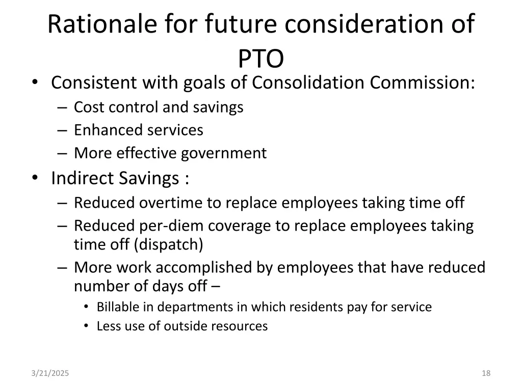 rationale for future consideration