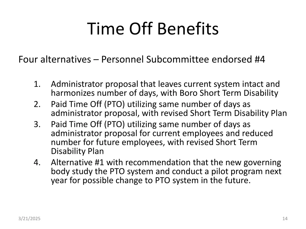 time off benefits