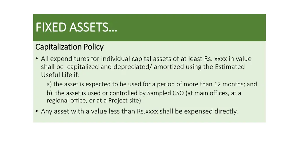 fixed fixed assets assets
