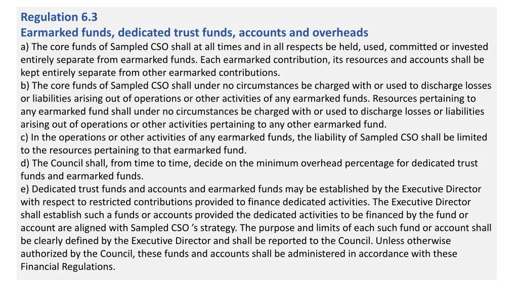 regulation 6 3 earmarked funds dedicated trust