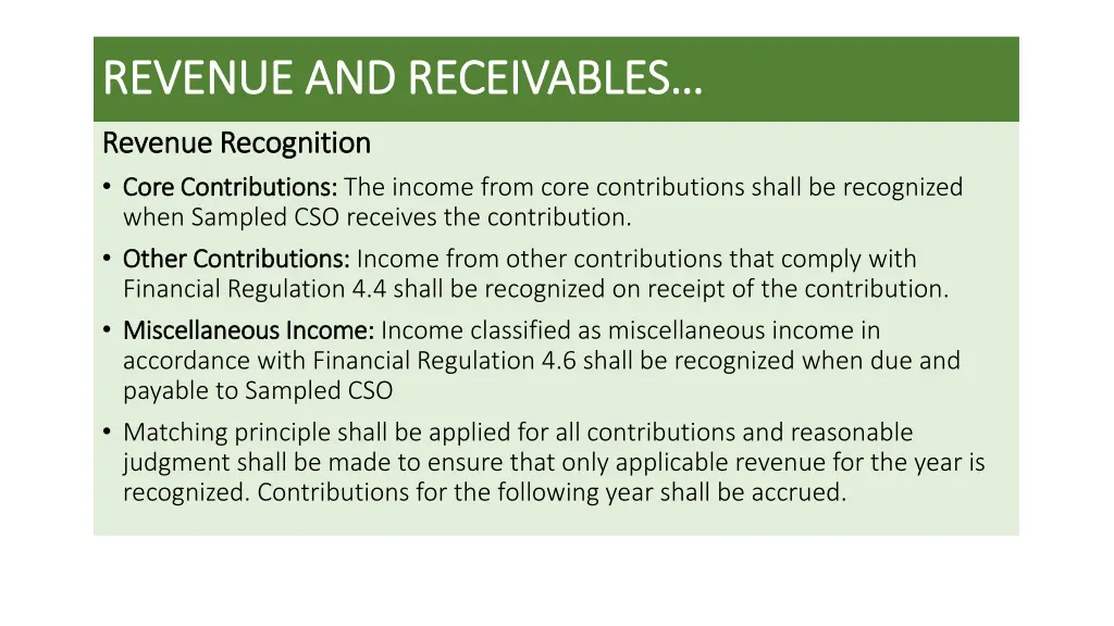 revenue and revenue and receivables receivables