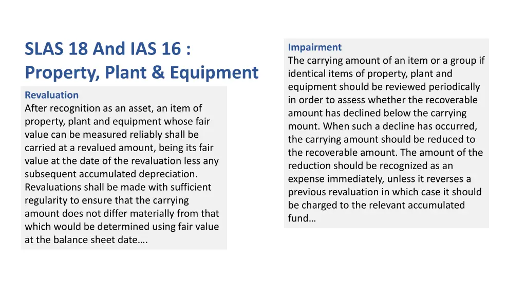 slas 18 and ias 16 property plant equipment