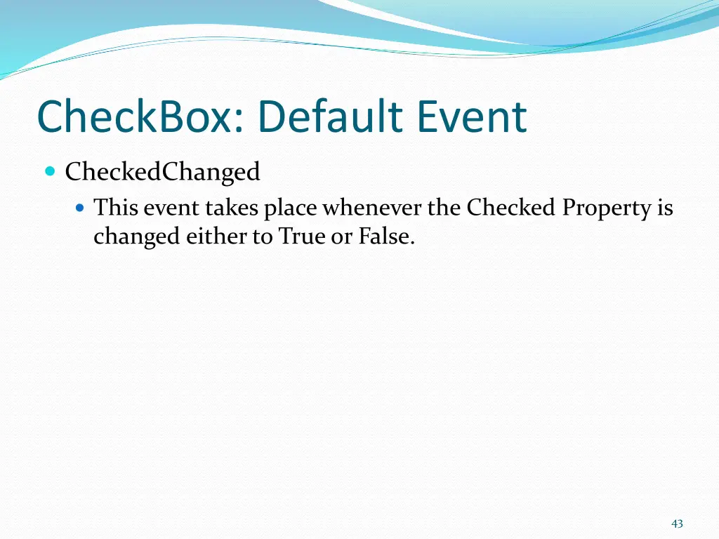 checkbox default event