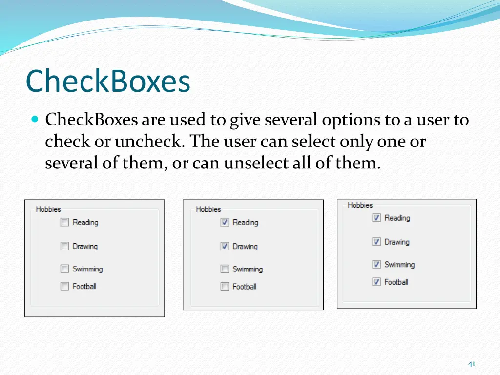 checkboxes