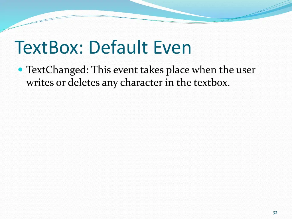 textbox default even