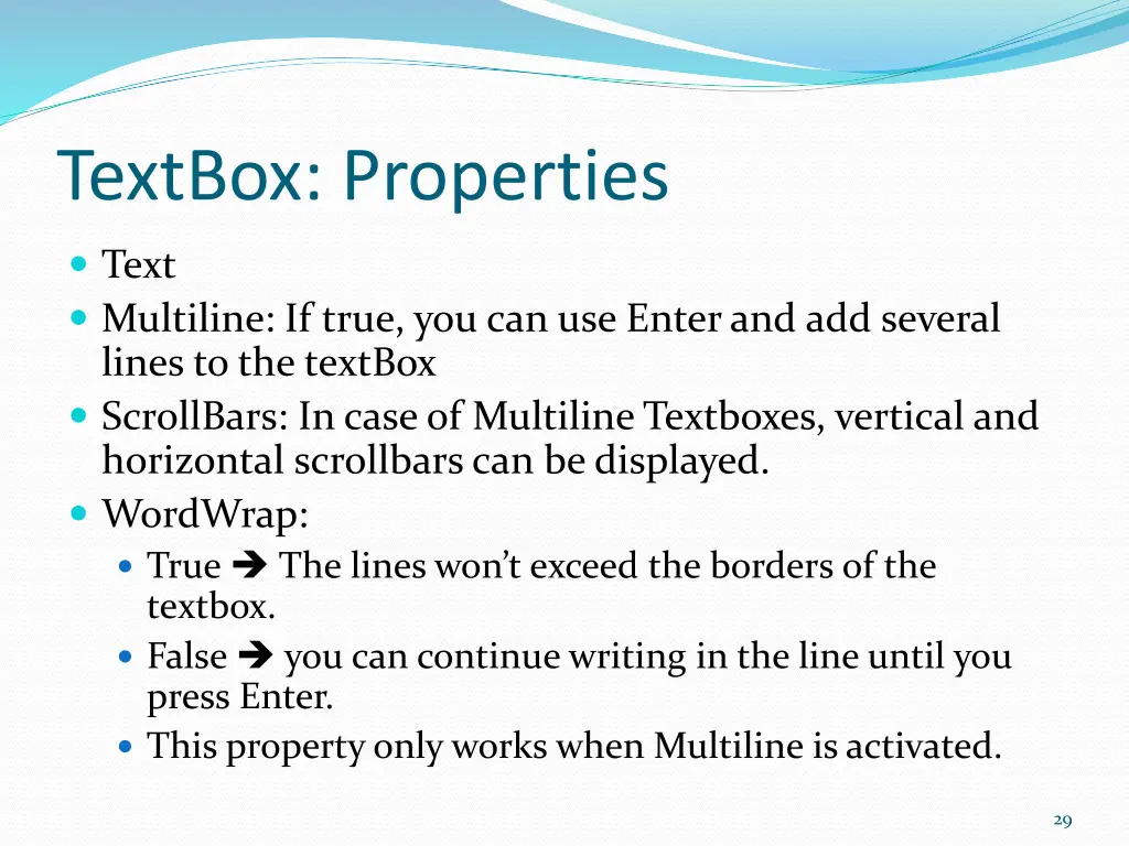 textbox properties