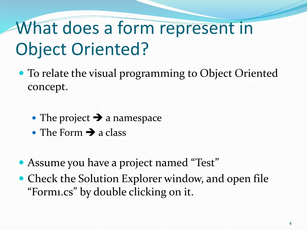 what does a form represent in object oriented