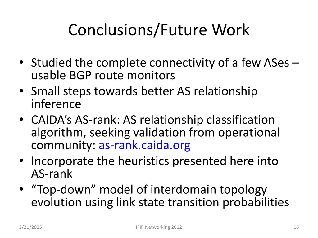 conclusions future work