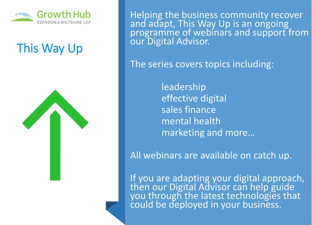 helping the business community recover and adapt