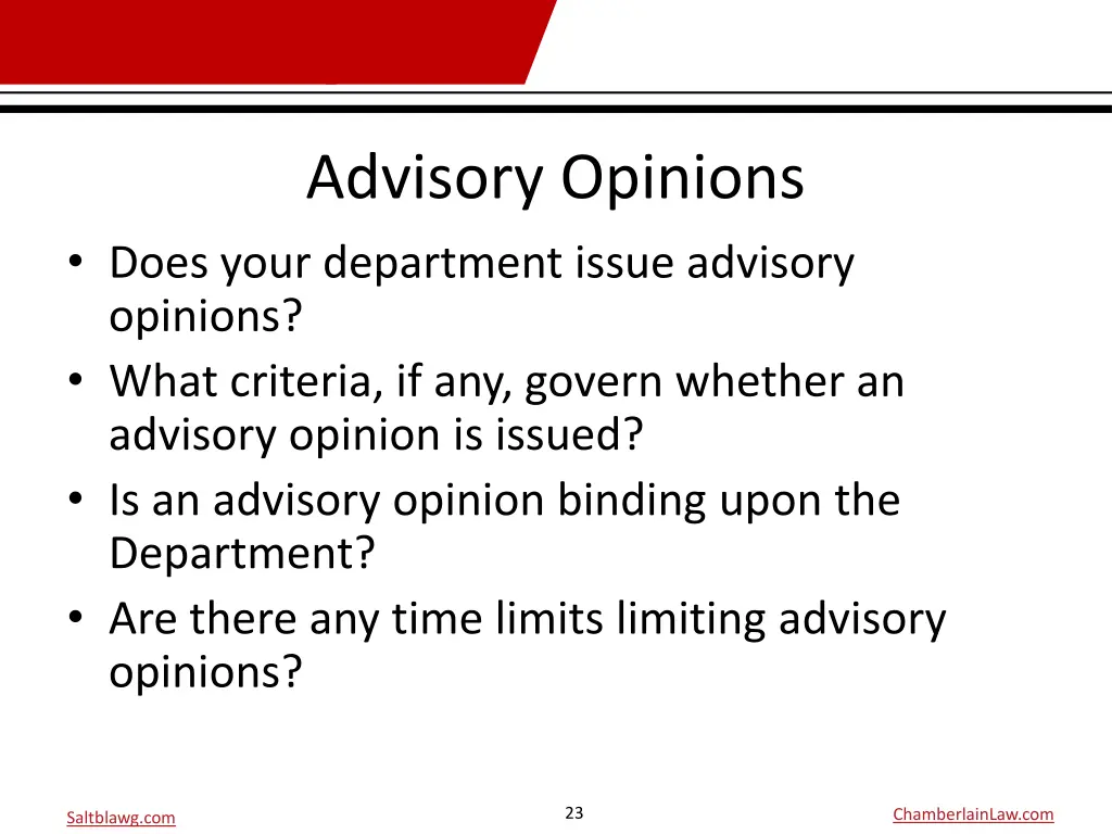 advisory opinions does your department issue