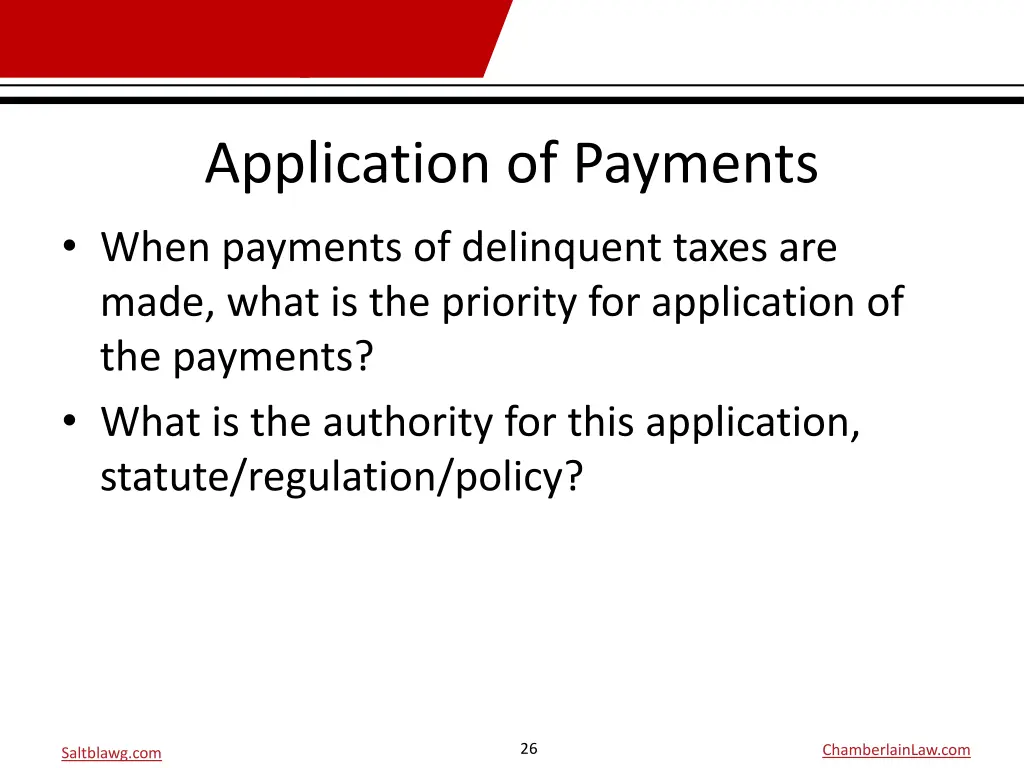 application of payments when payments