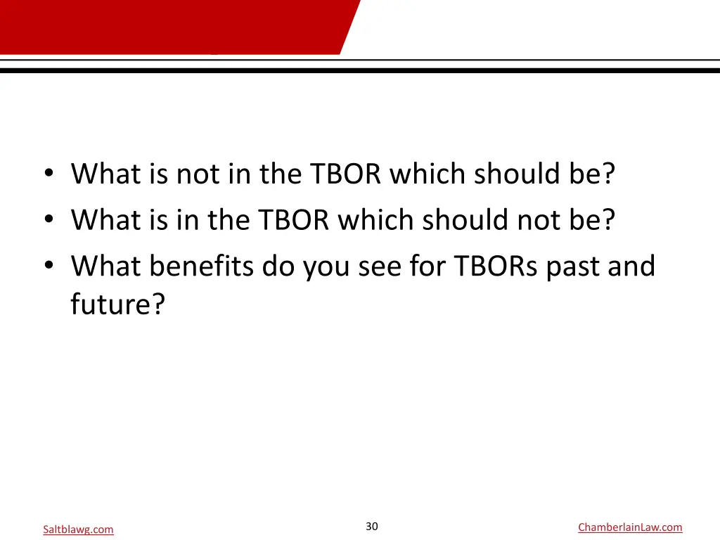 what is not in the tbor which should be what