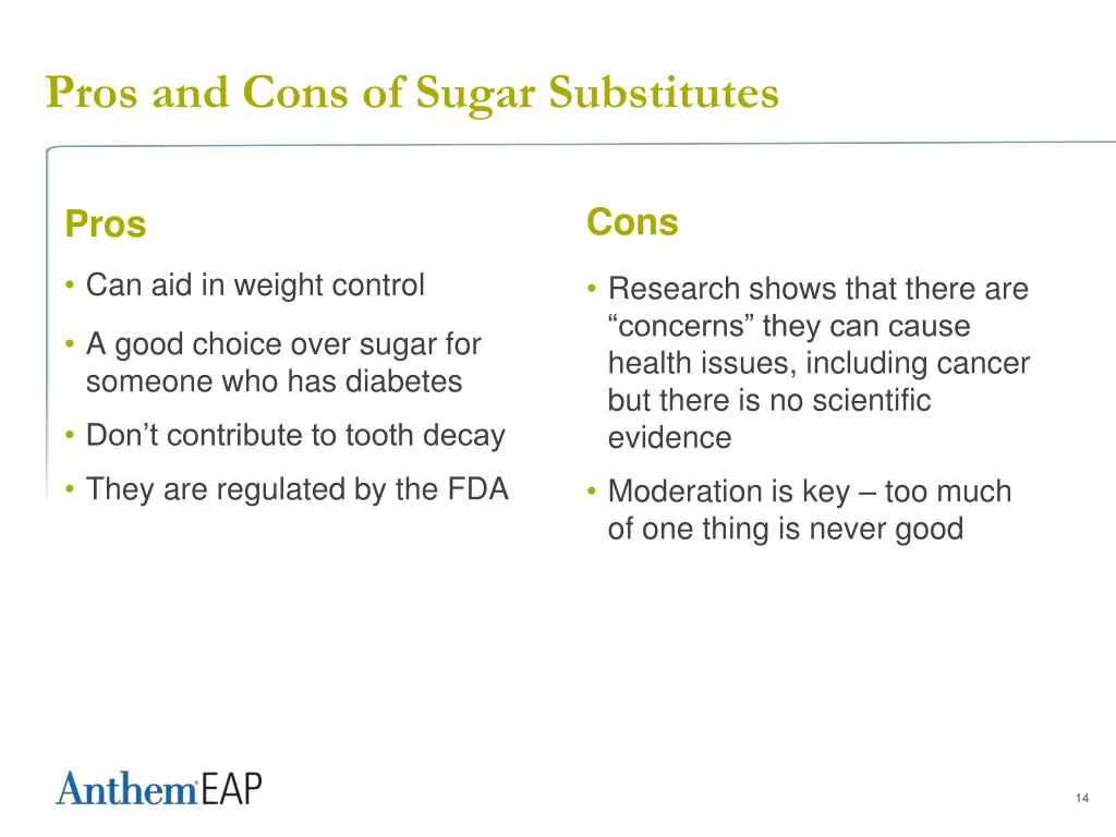 pros and cons of sugar substitutes