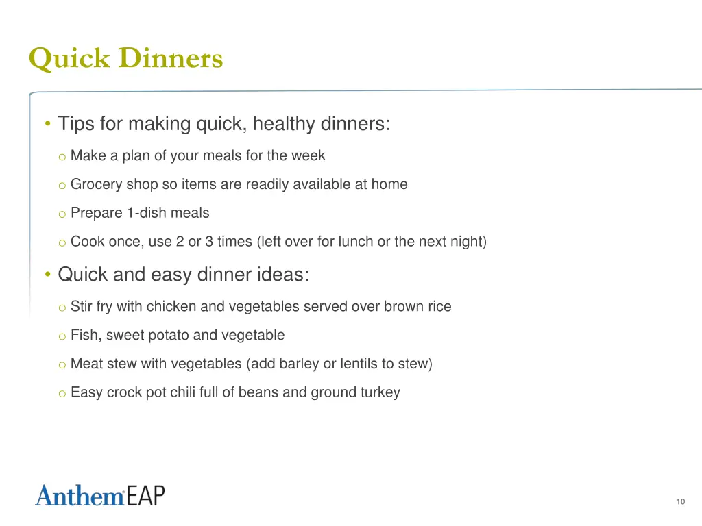 quick dinners