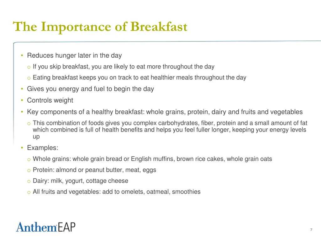 the importance of breakfast
