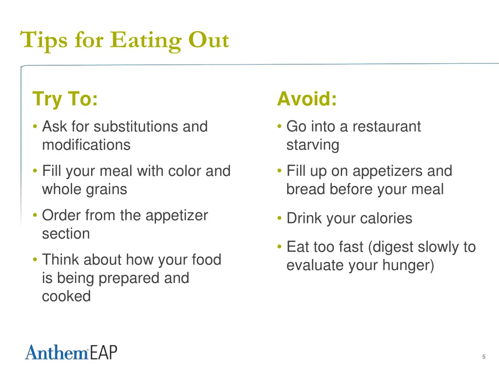 tips for eating out
