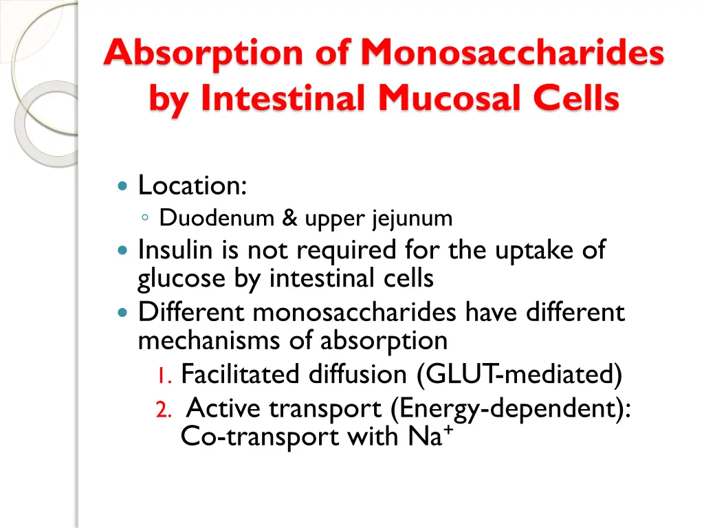 absorption of monosaccharides by intestinal