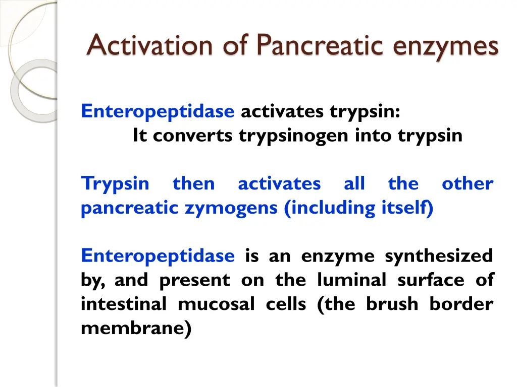activation of pancreatic enzymes