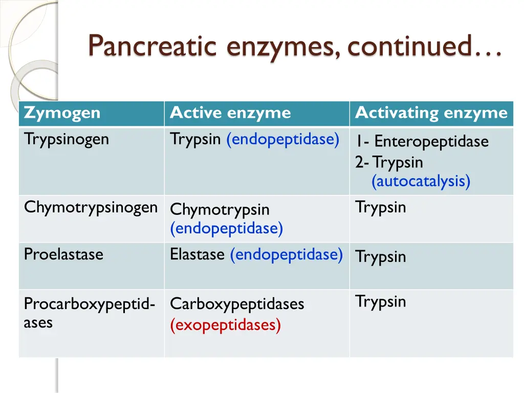 pancreatic enzymes continued