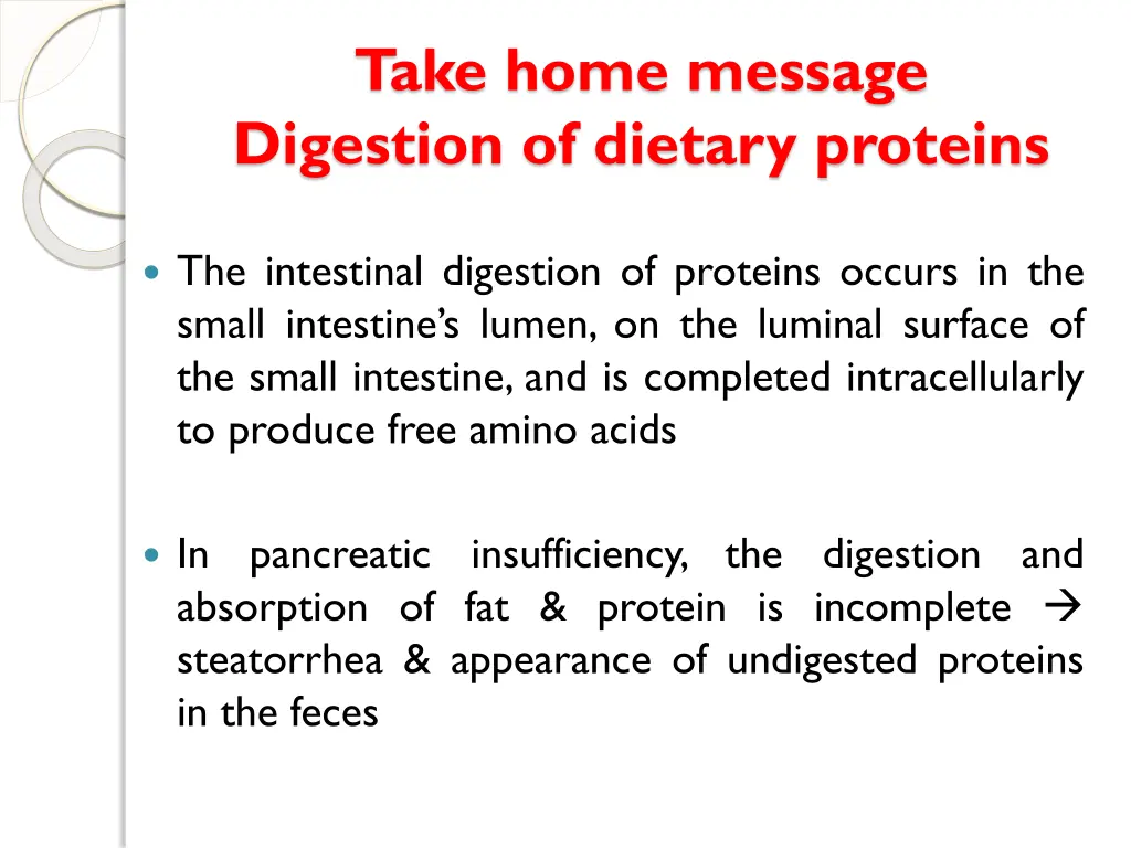 take home message digestion of dietary proteins 1