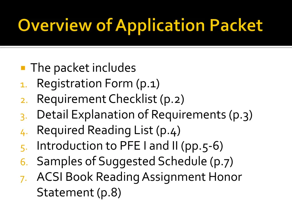 the packet includes 1 registration form