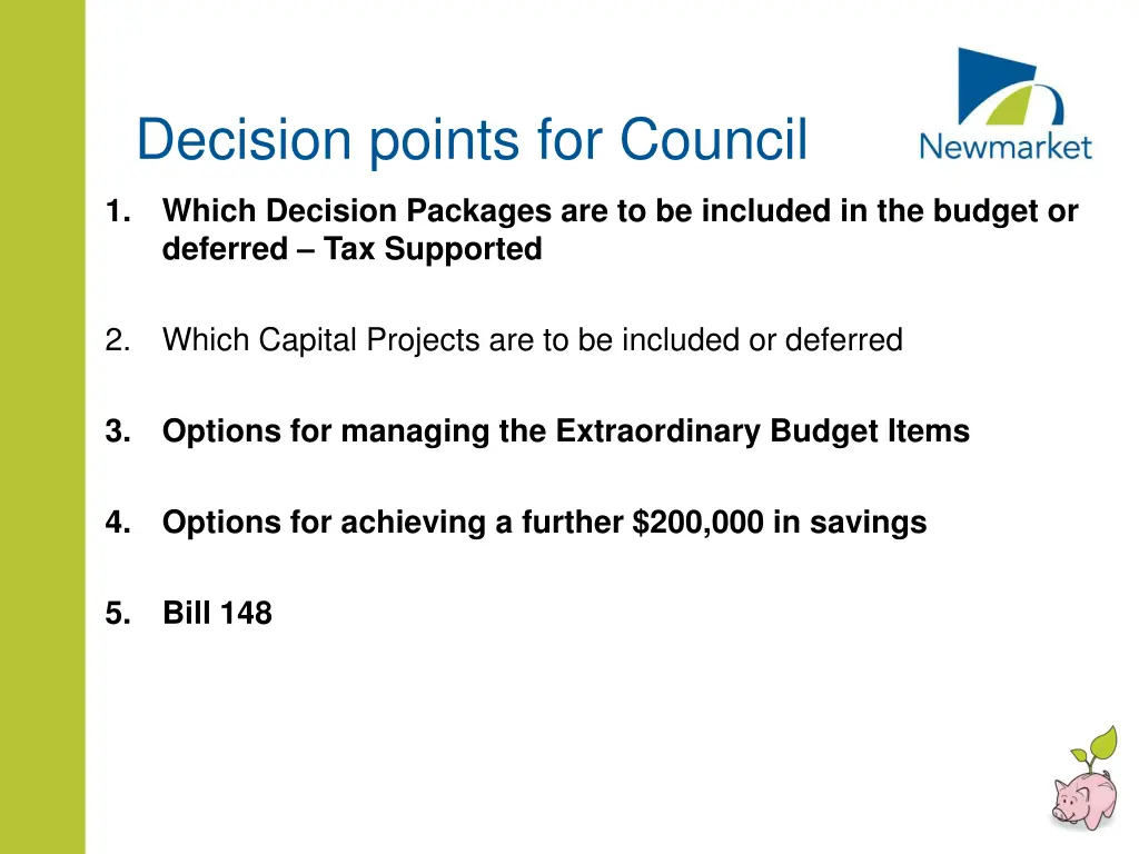 decision points for council