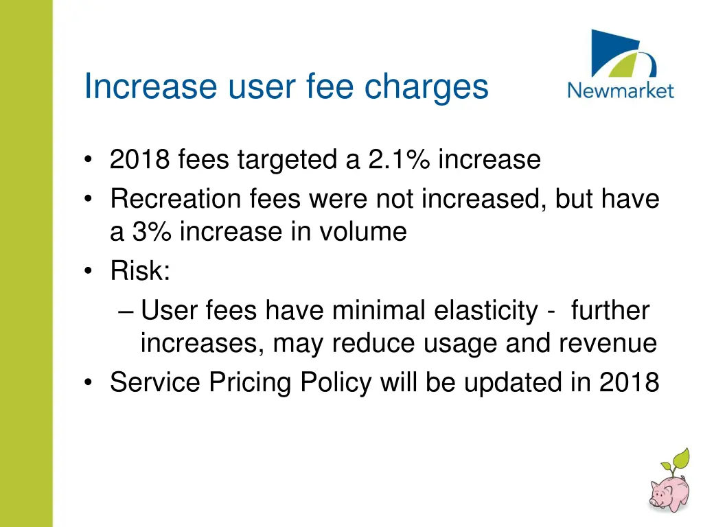 increase user fee charges