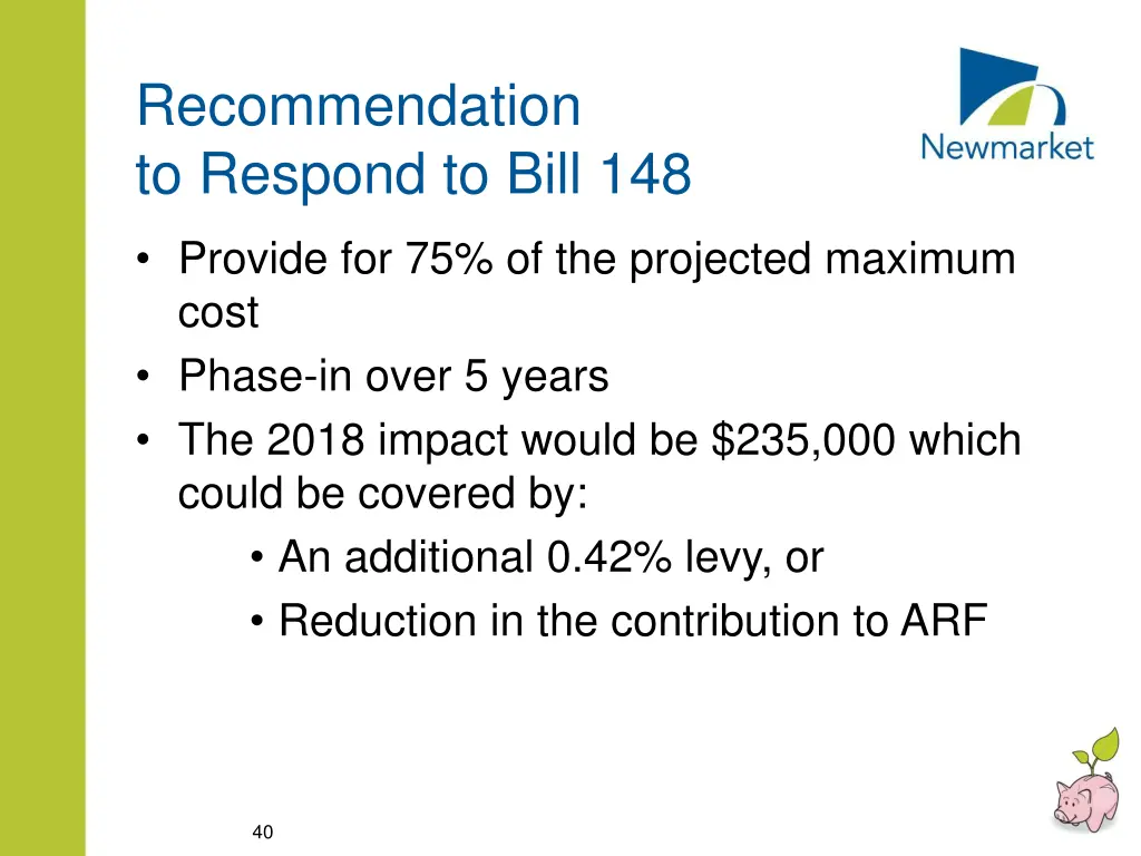 recommendation to respond to bill 148