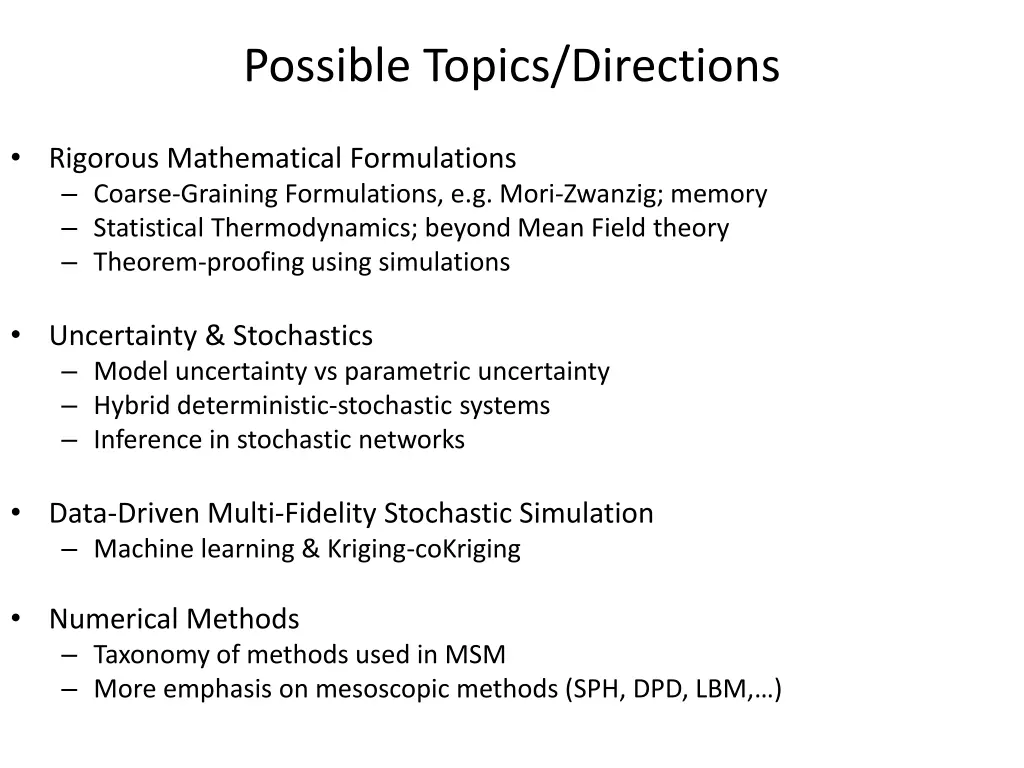 possible topics directions
