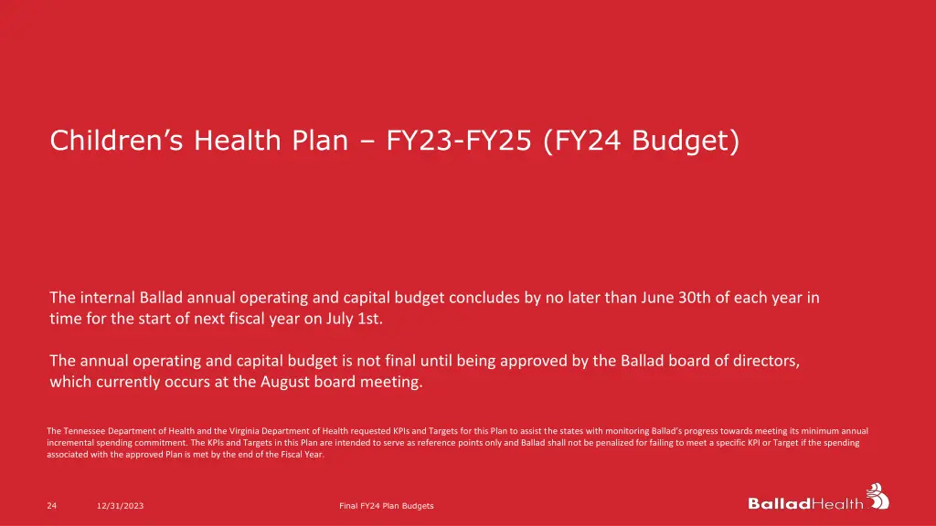 children s health plan fy23 fy25 fy24 budget