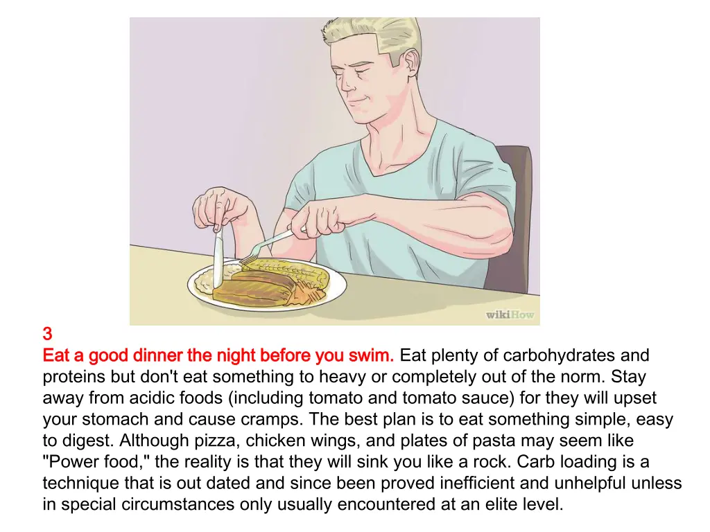 3 3 eat a good dinner the night before you swim