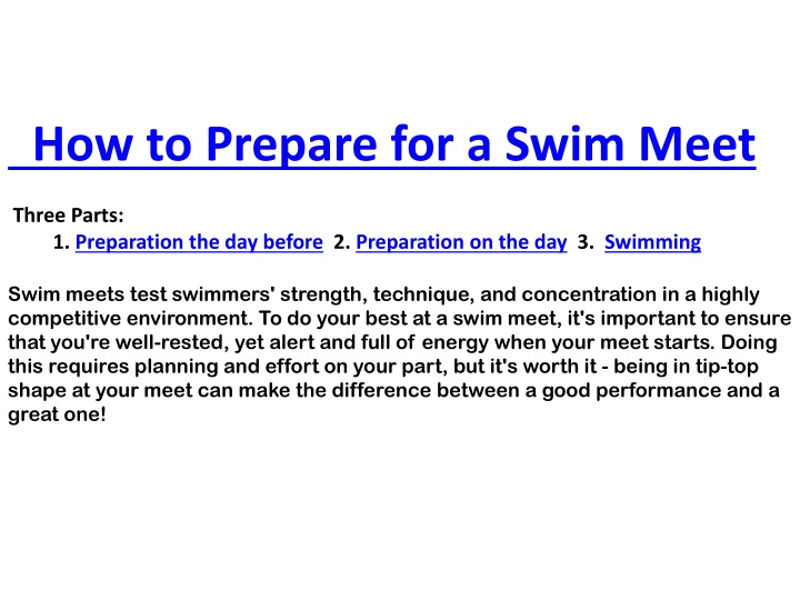 how to prepare for a swim meet