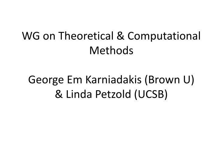 wg on theoretical computational methods