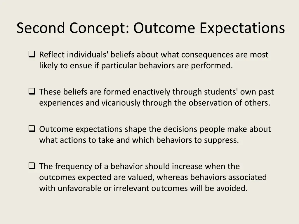 second concept outcome expectations